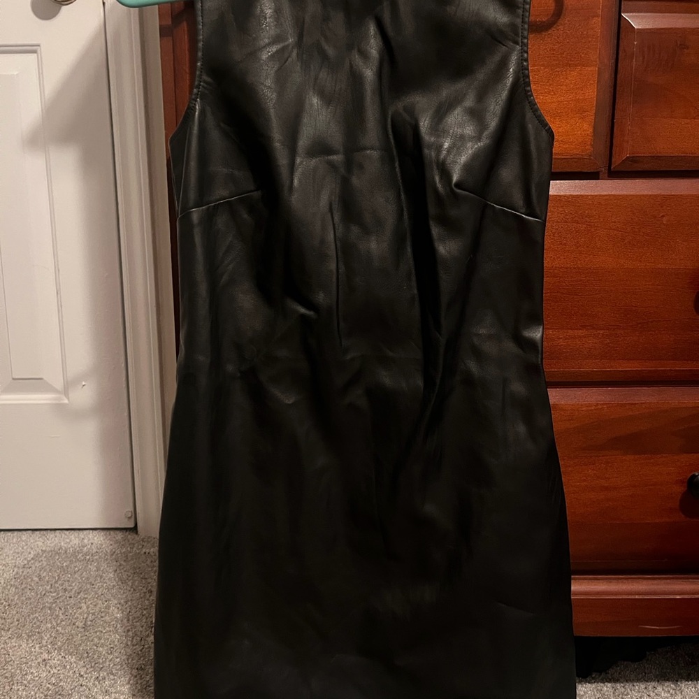 Black Faux Leather Sleeveless Dress - Size Small